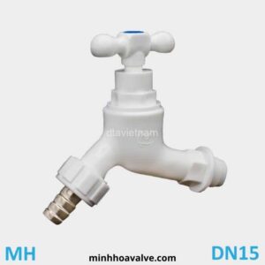 Vòi nước nhựa tay xoay nối ống mềm đồng phi 21 DN15