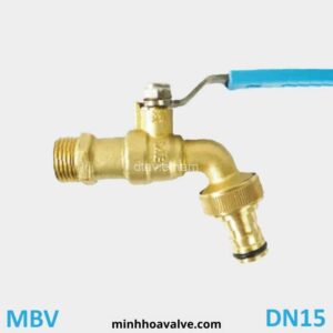 Vòi vườn đồng phi 21 DN15 MBV tay Inox đầu nối thông minh