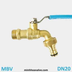 Vòi vườn đồng phi 27 DN20 MBV tay Inox đầu nối thông minh