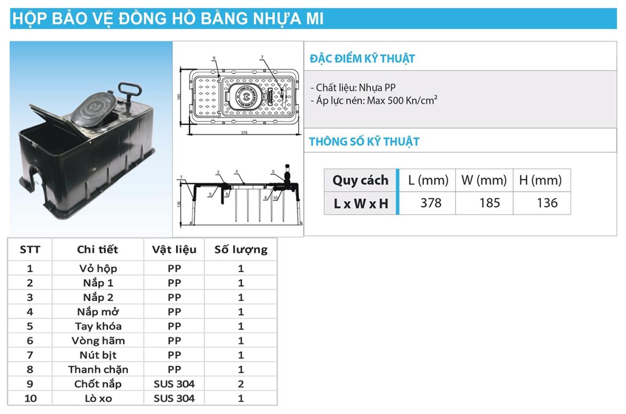 Đặc điểm kỹ thuật của hộp bảo vệ đồng hồ nước mi